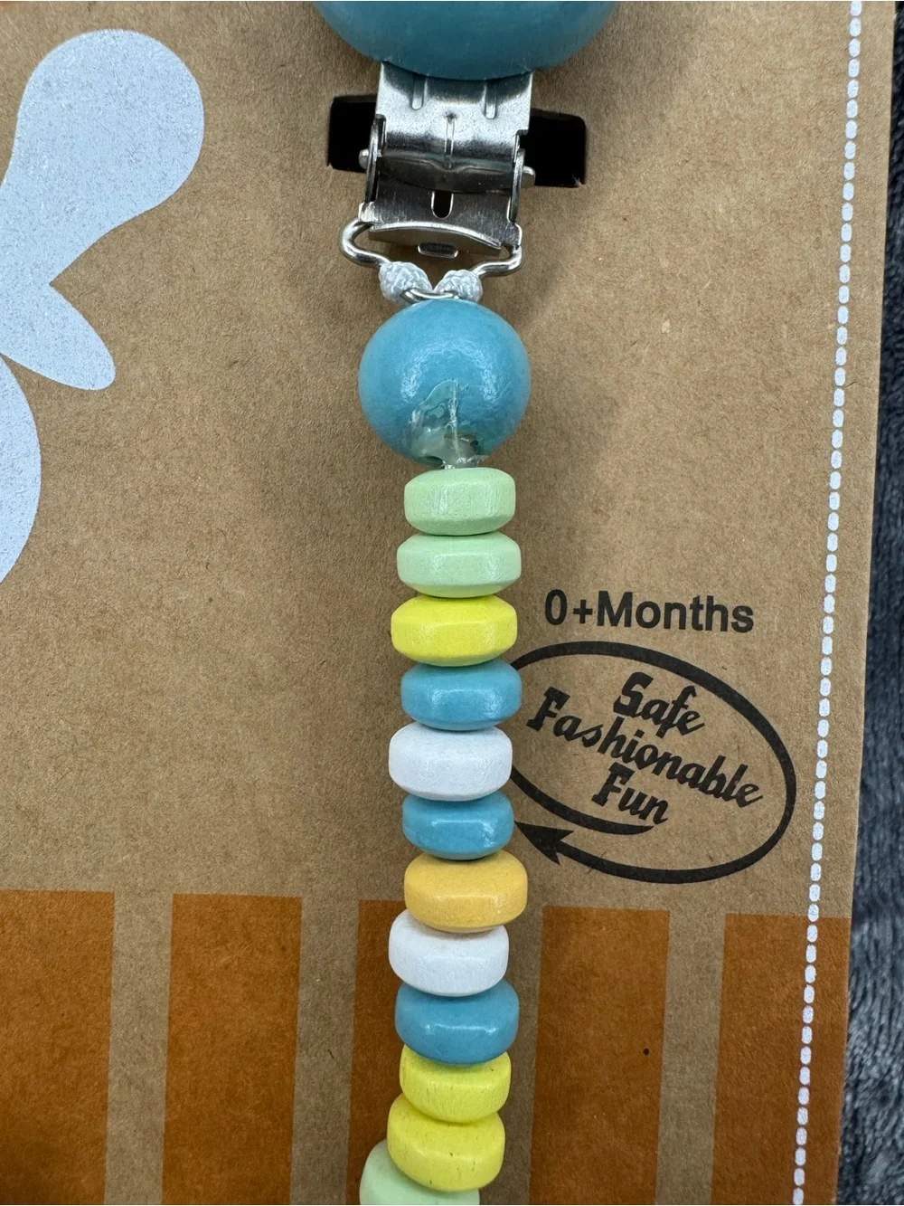 New Bink Link Baby Pacifier Attacher Blue Candy Necklace Design 0+ Months